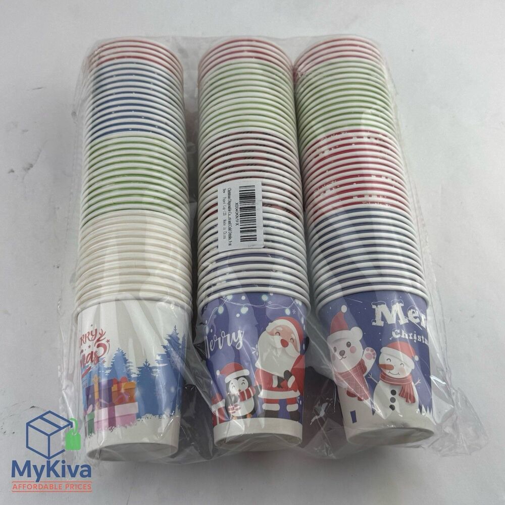 Christmas Disposable Paper Cups 9oz Holiday Party Cups 120 Pack